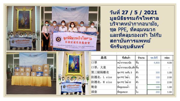 กิจกรรมบริจาคอุปกรณ์ทางการแพทย์ สถาบันทางการแพทย์ จักรีนฤบดินทร์